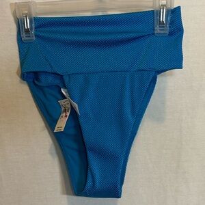 AA-200 Aerie NWT High Cut Cheeky Blue Lined Summer Swim Bikini Bottoms Size XS‎